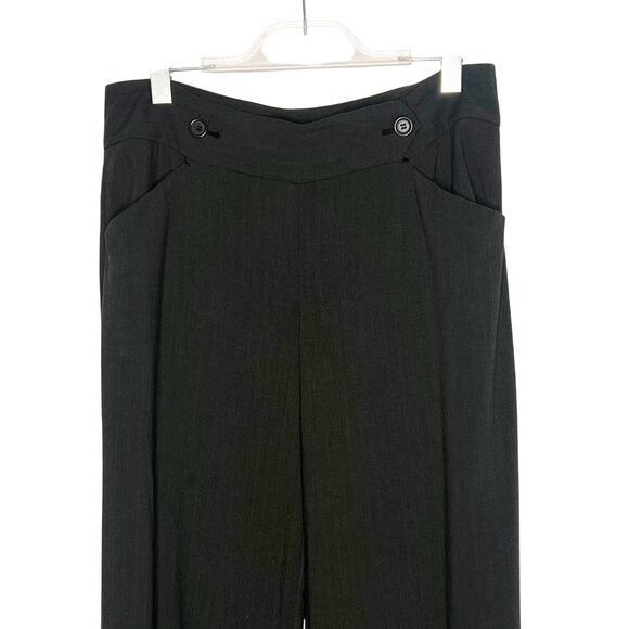 MAX STUDIO Pinstripe Twill Wide Leg Pants High Rise Stretch Black White Size 12 - Picture 3 of 10